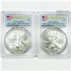 Image 1 : 2016 Silver Eagle Dollar Set of 2 PCGS - MS70