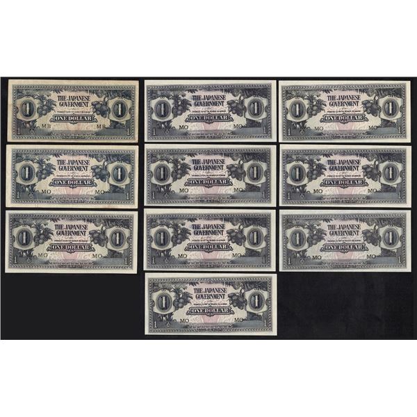 Malaya 10x 1 Dollar 1942 Japanese Government Pick M5