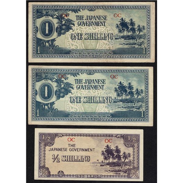 Oceania 3x ½ 1 Shilling 1942 Japanese Government Pick 1 - 2