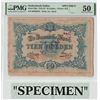 Image 1 : Netherlands Indies 10 Gulden 1920 Specimen Javasche Bank Pick 53bs PMG About UNC 50