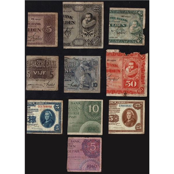 Netherlands Indies 10x 100 50 25 10 5 Gulden 1929 - 1946 Sjafruddin Cut