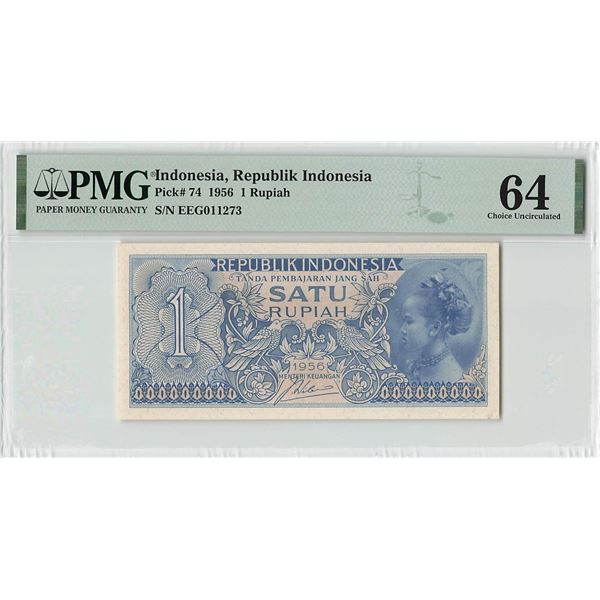 Indonesia 1 Rupiah 1956 Pick 74 PMG Choice Uncirculated 64