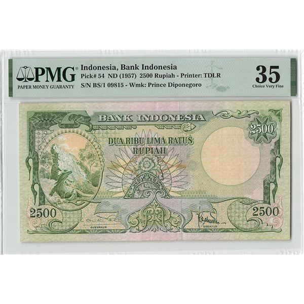 Indonesia 2500 Rupiah 1957 Pick 54 PMG Choice Very Fine 35