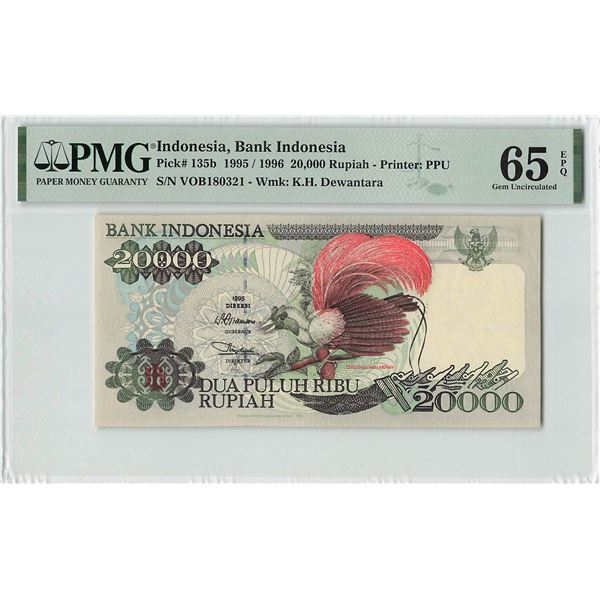 Indonesia 20000 Rupiah 1995 / 1996 Pick 135b PMG Gem Uncirculated 65 EPQ