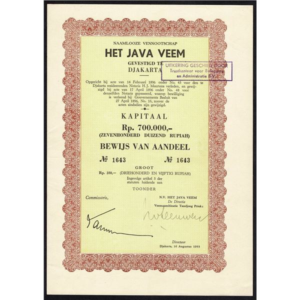 Indonesia 350 Rupiah 1955 Djakarta Het Java Veem Bond
