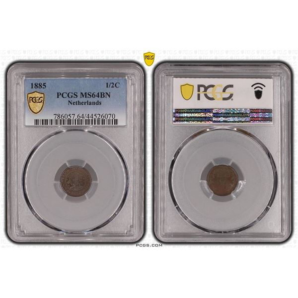 Netherlands ½ Cent 1885 PCGS MS64BN