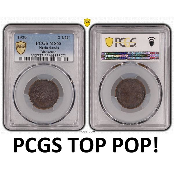 Netherlands 2½ Cent 1929 PCGS MS65 TOP POP