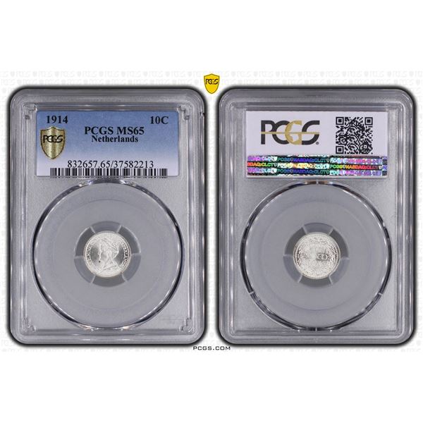 Netherlands 10 Cent 1914 PCGS MS65