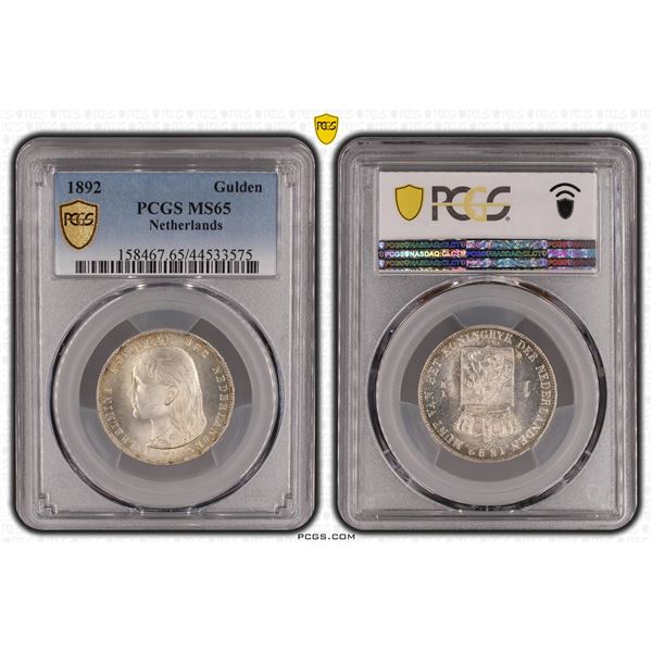 Netherlands 1 Gulden 1892 PCGS MS65