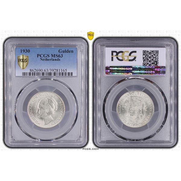 Netherlands 1 Gulden 1930 PCGS MS63