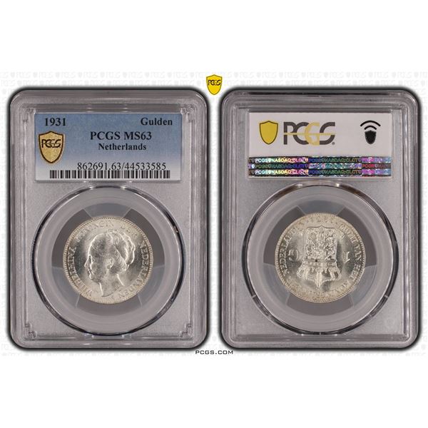 Netherlands 1 Gulden 1931 PCGS MS63