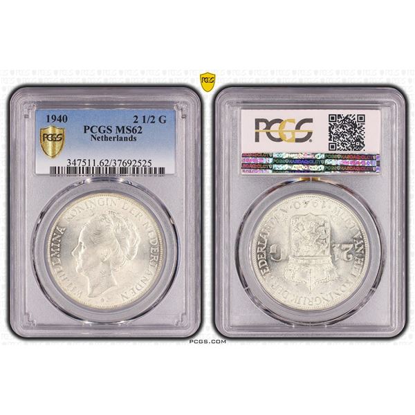 Netherlands 2½ Gulden 1940 PCGS MS62