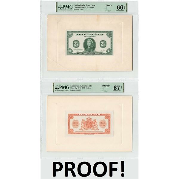 Netherlands 2½ Gulden 1943 Front & Back Proof Pick 65p PMG Gem UNC 66 / 67 EPQ