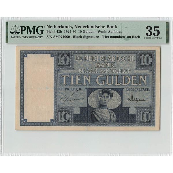 Netherlands 10 Gulden 1929 Zeeland Girl Pick 43b PMG Choice Very Fine 35
