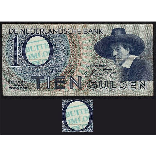 Netherlands 10 Gulden 1943 Buiten Omloop Gesteld Stempel / Cancelled Stamp Staalmeester Pick 59
