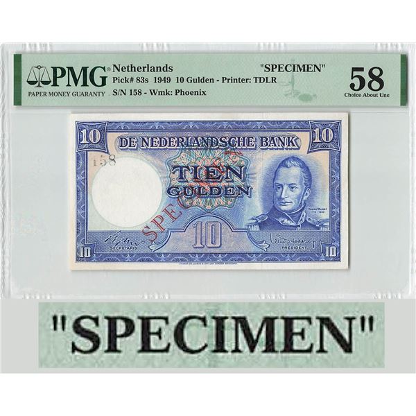 Netherlands 10 Gulden 1949 Specimen Windmill Pick 83s PMG Choice About UNC 58