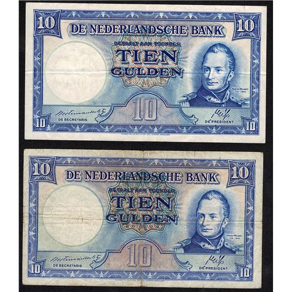 Netherlands 2x 10 Gulden 1945 State Mines 1772 - 1788 Correct and Error date Pick 75a & 75b