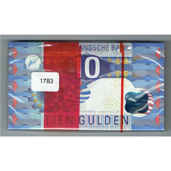 Netherlands 10 Gulden 1997 IJsvogel 100x Original Sealed Bank Bundle Pick 99