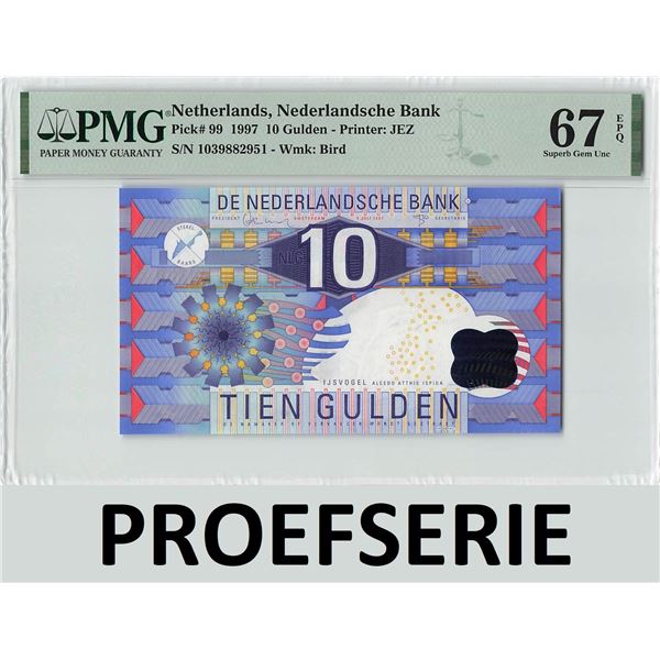 Netherlands 10 Gulden 1997 Proefserie Pick 99 PMG Superb Gem Uncirculated 67 EPQ