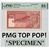 Image 1 : Netherlands 25 Gulden 1949 Specimen King Solomon Pick 84s PMG Choice UNC 64 EPQ TOP POP