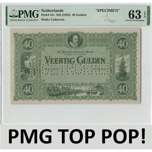 Netherlands 40 Gulden 1968 Specimen Prins Maurits Pick 37s PMG Choice UNC 63 EPQ TOP POP