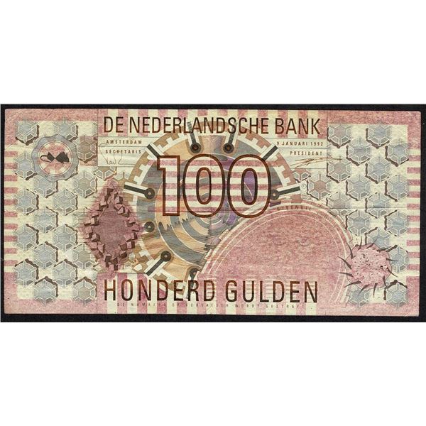 Netherlands 100 Gulden 1992 Little Owl Pick 101 (Unusual Color)