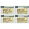 Image 2 : Netherlands 4x 5 Florijn 200 Euro Testnote Test Note Green / Silver / Gold / Blue Hologram PMG Gem U