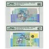 Image 1 : Netherlands 2x 200 Units 1995 Joh. Enschede Testnote Test Note PMG Gem UNC 66 / 67 EPQ