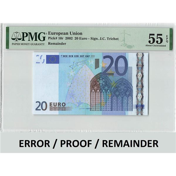 European Union 20 Euro 2002 Error / Remainder / Proof (Without Serial Numbers) Trichet E004D2 Pick 1