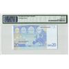 Image 2 : European Union 20 Euro 2002 Cutting Error Greece N001G2 Duisenberg Pick 3y PMG Gem UNC 65 EPQ