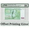 Image 1 : European Union 100 Euro 2002 Offset Printing Error Spain M002G3 Duisenberg Pick 5v PMG Choice About