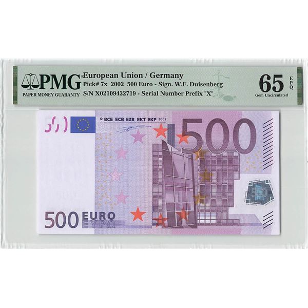 European Union 500 Euro 2002 Germany R002F3 Duisenberg Pick 7x PMG Gem Uncirculated 65 EPQ