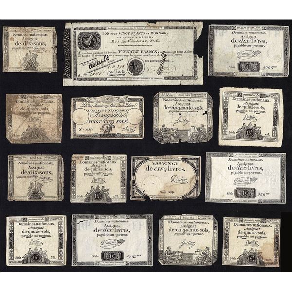 France 15x Assignat 50 25 20 15 10 5 Francs Livres Sols Sous 1791 - 1803