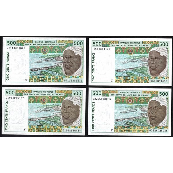 West African States Togo 4x 500 Francs UNC 1991 - 2002 Pick 810T