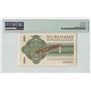 Image 2 : Suriname 1 Gulden 1965 Specimen Pick 116as PMG Choice About UNC 58