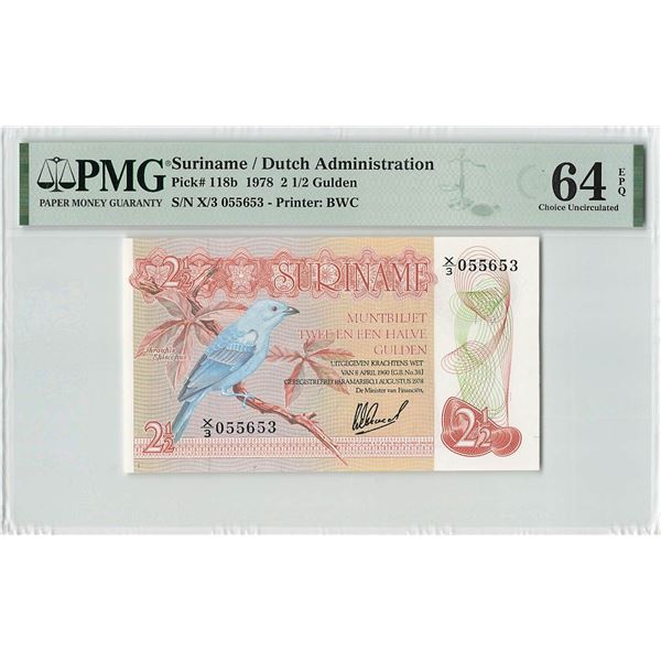 Suriname 2½ Gulden 1978 Pick 118b PMG Choice Uncirculated 64 EPQ