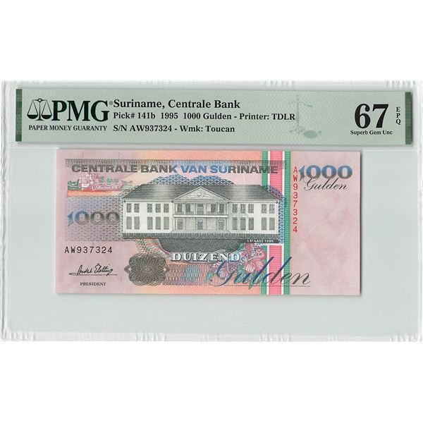 Suriname 1000 Gulden 1995 TDLR Pick 141b PMG Superb Gem UNC 67 EPQ