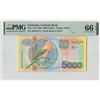 Image 1 : Suriname 5000 Gulden 2000 TDLR Pick 152 PMG Gem Uncirculated 66 EPQ