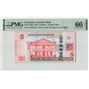 Image 1 : Suriname 5 Dollar 2012 Pick 162b PMG Gem Uncirculated 66 EPQ