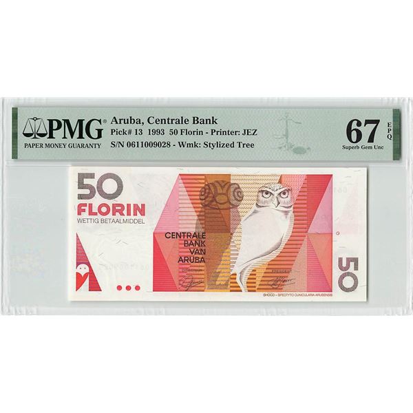 Aruba 50 Florin 1993 Pick 13 PMG Superb Gem Uncirculated 67 EPQ