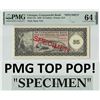 Image 1 : Curacao 25 Gulden 1958 Specimen Pick 47s PMG Choice Uncirculated 64 EPQ TOP POP