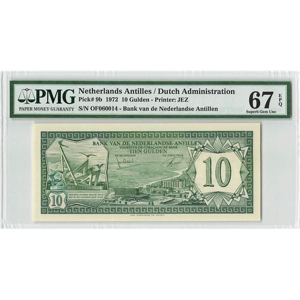 Netherlands Antilles 10 Gulden 1972 Pick 9b PMG Superb Gem Uncirculated 67 EPQ