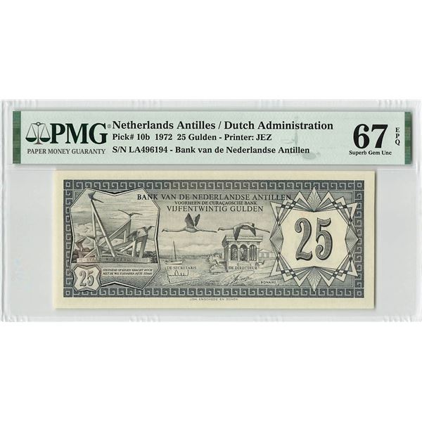Netherlands Antilles 25 Gulden 1972 Pick 10b PMG Superb Gem UNC 67 EPQ