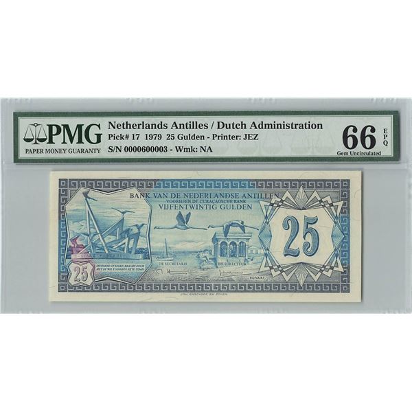 Netherlands Antilles 25 Gulden 1979 Pick 17 PMG Gem Uncirculated 66 EPQ