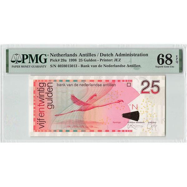 Netherlands Antilles 25 Gulden 1998 Pick 29a PMG Superb Gem Uncirculated 68 EPQ