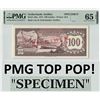 Image 1 : Netherlands Antilles 100 Gulden 1972 Specimen Pick 12bs PMG Gem UNC 65 EPQ TOP POP