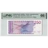Image 1 : Netherlands Antilles 250 Gulden 1986 Pick 27a PMG Gem UNC 66 EPQ