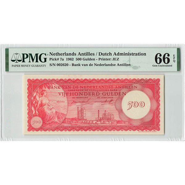 Netherlands Antilles 500 Gulden 1962 Pick 7a PMG Gem Uncirculated 66 EPQ