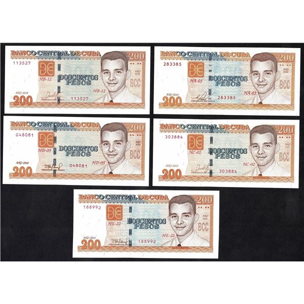 Cuba 5x 200 Pesos 2010 - 2021 Most in UNC quality!