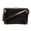 Gucci Black Suede Leather Vintage Clasp Shoulder Bag